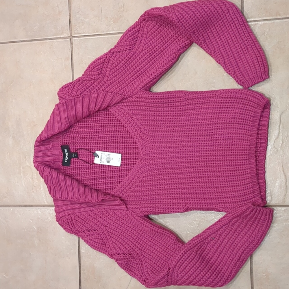 Express Pink Knit Sweater - Crew Neck
